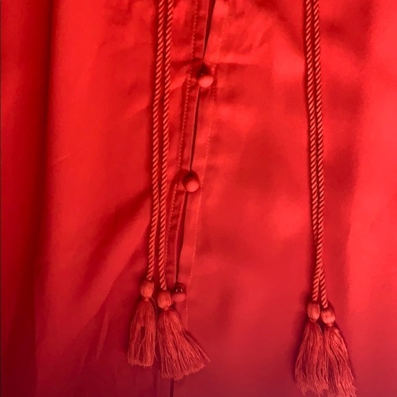 MAJE Rouge red Rope Tassle Chemise Blousante Top blouse women’s small new w tag - Picture 4 of 7
